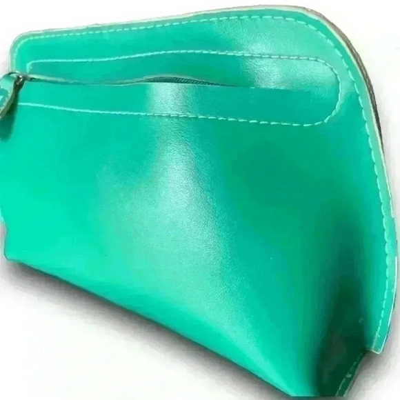 Vintage Delta Airlines Travel Amenity Green Bag Cosmetic Make Up Toiletry Pouch - Picture 3 of 10